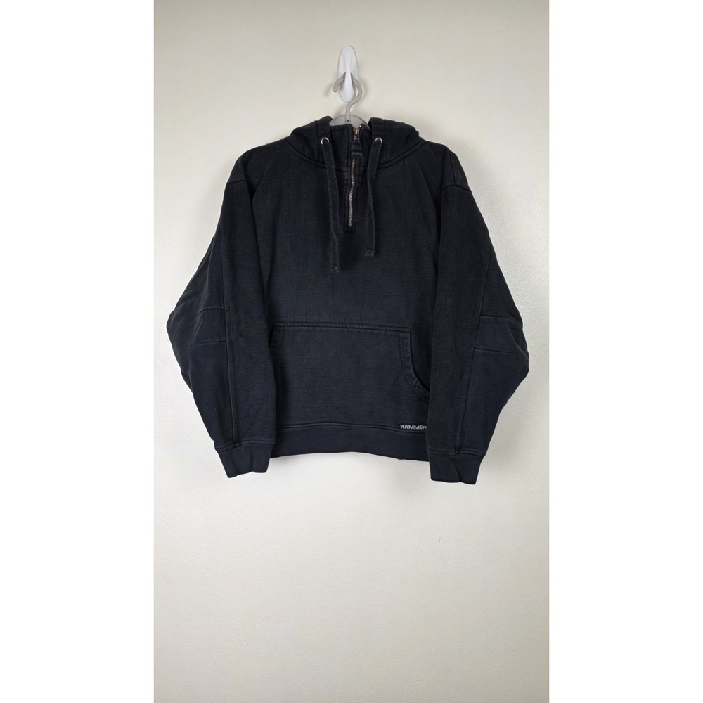 Hammer Hoodie Sweatshirt Mens Large Black 1/4 Zip Workwear Long Sleeve Heavy